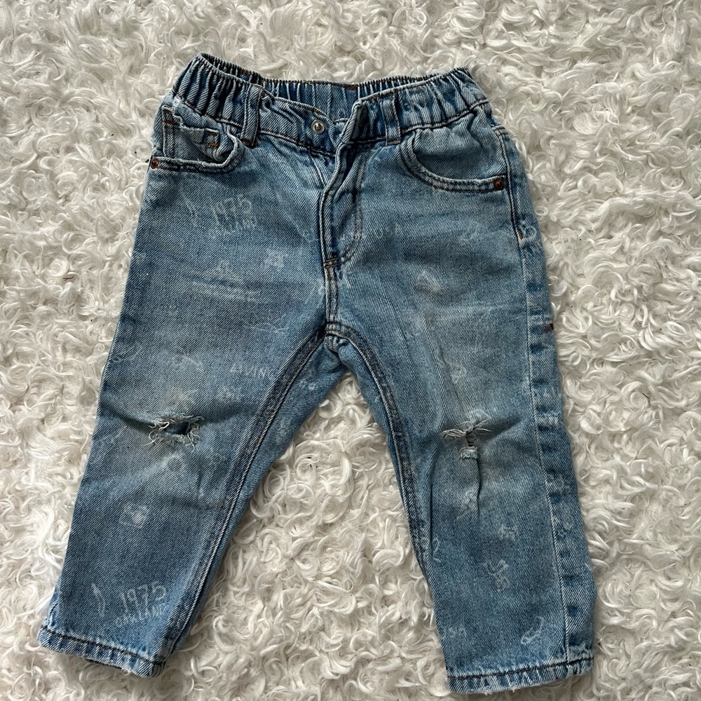 Zara Blue Denim Jeans with Elastic Waistband